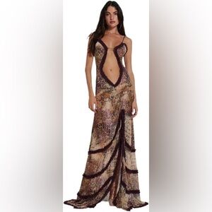 Jaded London Fatale Maxi Dress in Sunrose